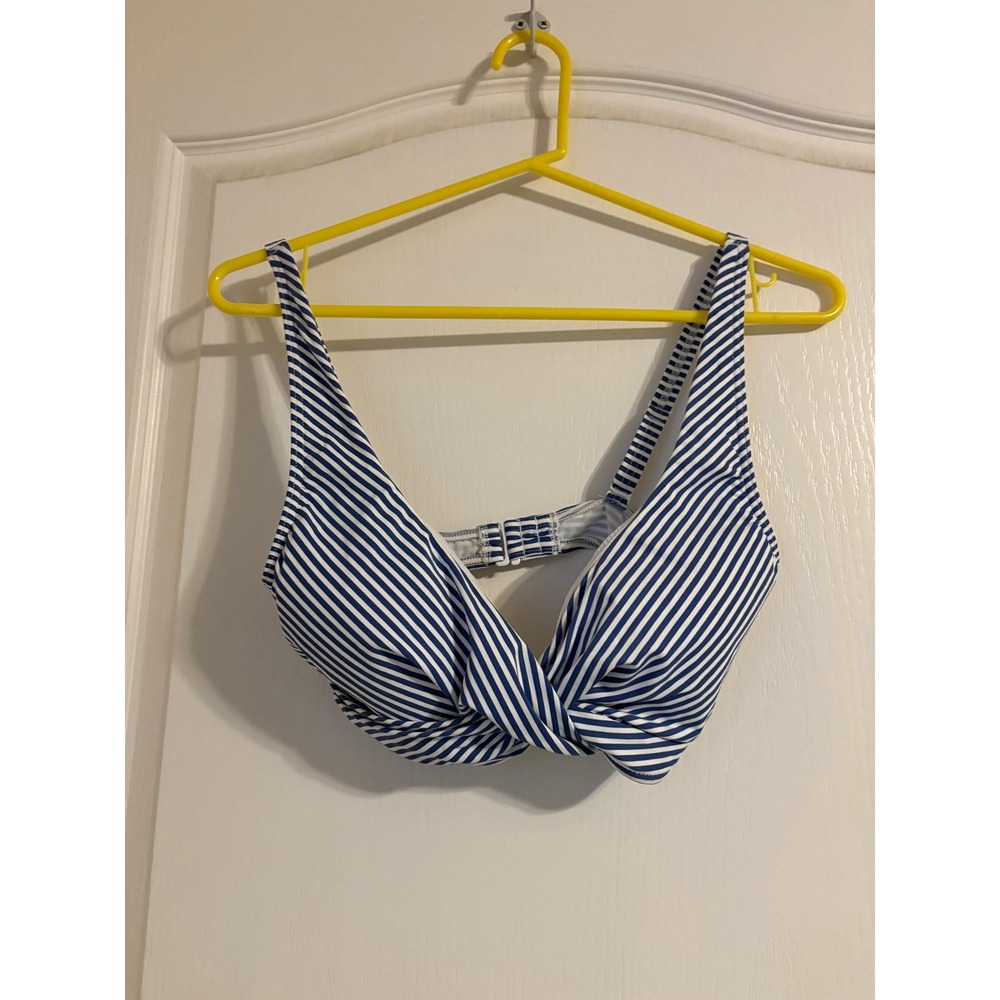 Sea Level Swim Australia Blue White Striped Twist Front Bikini‎ Top US 6 UK 10